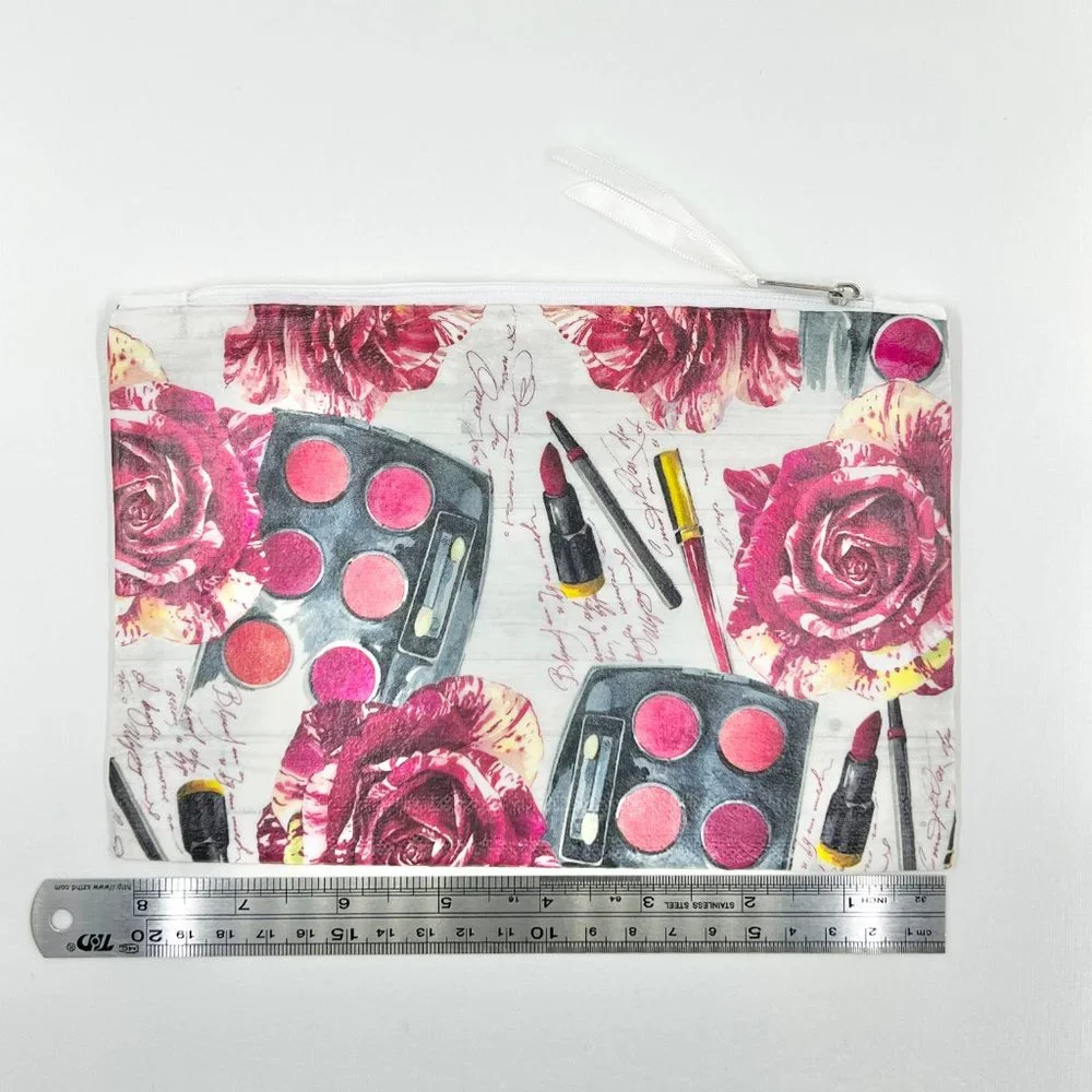 New / Handcrafted - Hand Decorated Cosmetic / Travel Zipper Pouch Bag